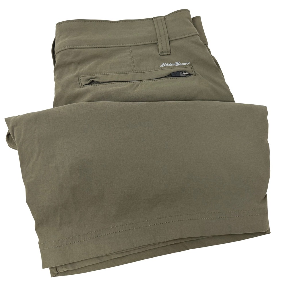 Eddie Bauer Travex Mens 34 Olive Green Technical Hiking Travel Shorts Stretch